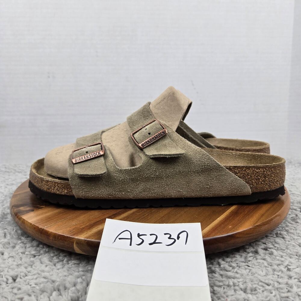 Birkenstock Mens 44 Arizona Taupe Suede Leather Casual Daily Double Strap Sandal